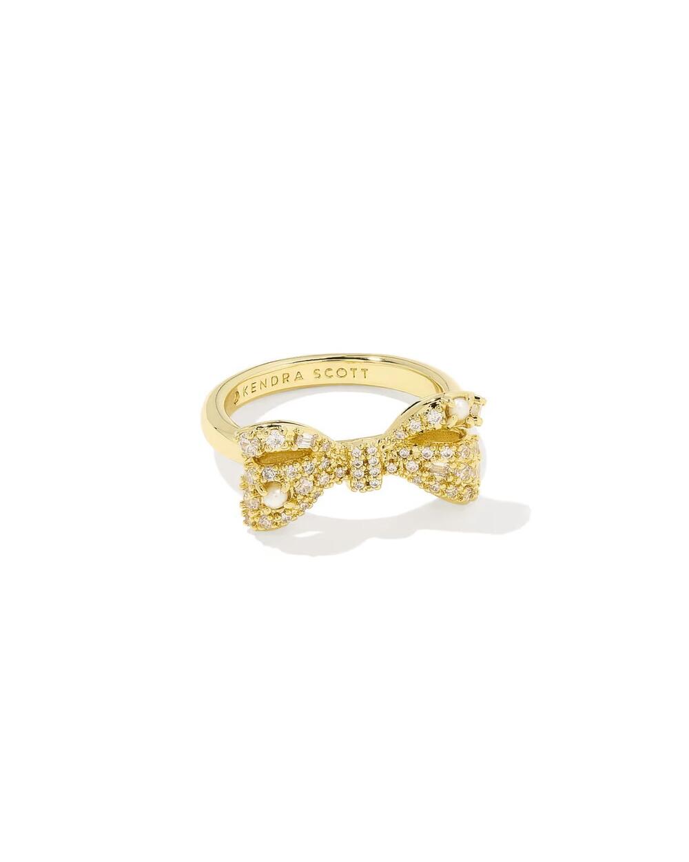 NEW KENDRA SCOTT women's krista bow cocktail ring in gold
